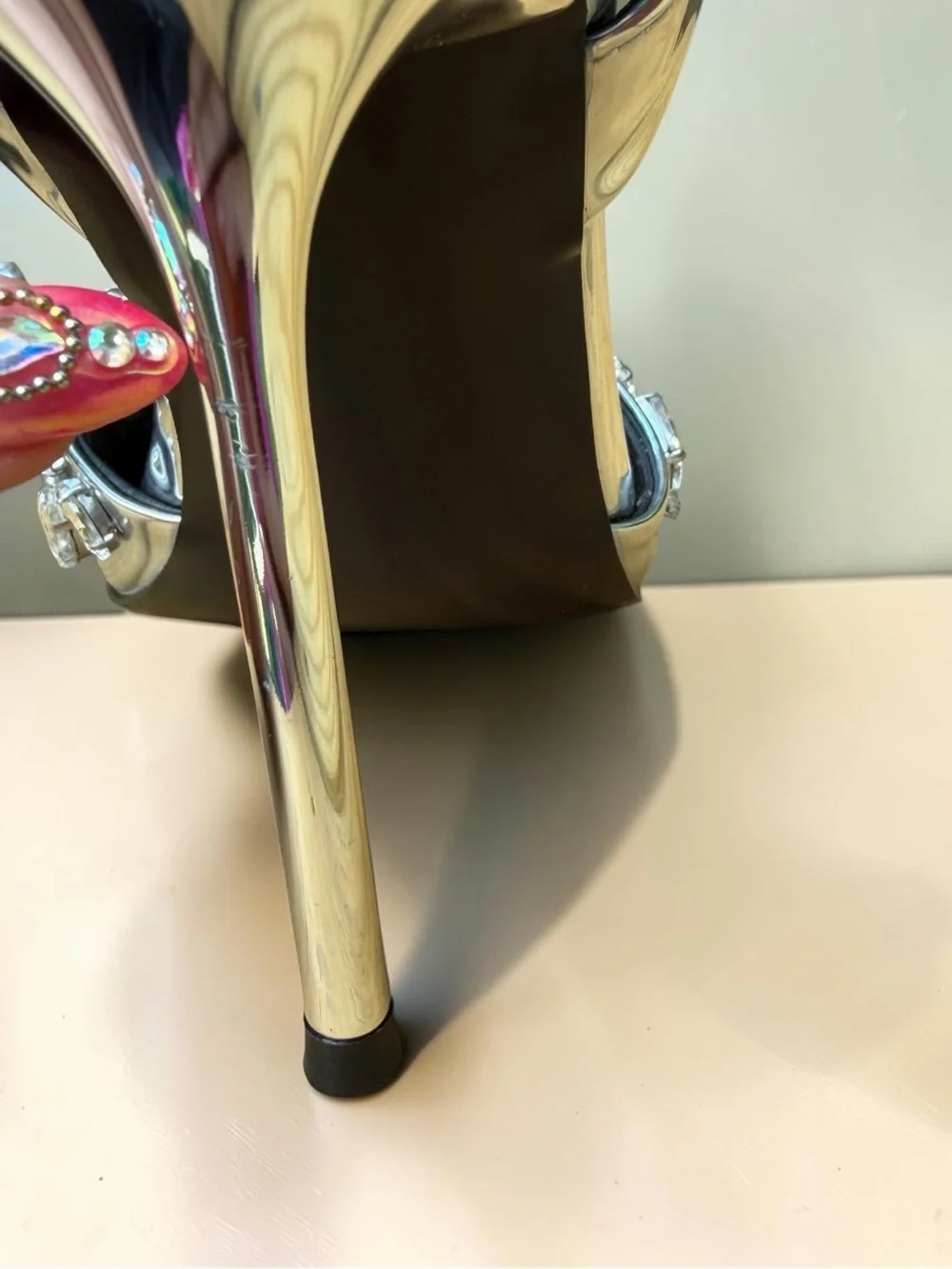 Steve Madden Silver Crystal-Embellished Stiletto Sandals Like New Size 9